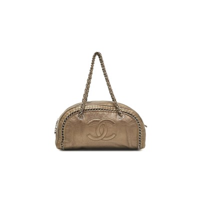 CHANEL METALLIC GRAINED CALFSKIN LUXE LIGNE BOWLER BAG (33*17*15cm)